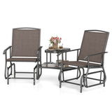 2-Seater Outdoor Glider Bench with 2-Tier Center Table