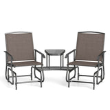 2-Seater Outdoor Glider Bench with 2-Tier Center Table