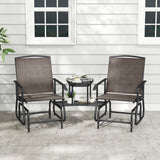 2-Seater Outdoor Glider Bench with 2-Tier Center Table