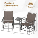 2-Seater Outdoor Glider Bench with 2-Tier Center Table