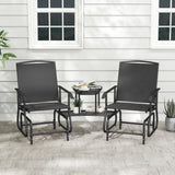 2-Seater Outdoor Glider Bench with 2-Tier Center Table