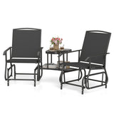 2-Seater Outdoor Glider Bench with 2-Tier Center Table