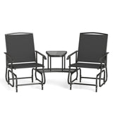 2-Seater Outdoor Glider Bench with 2-Tier Center Table