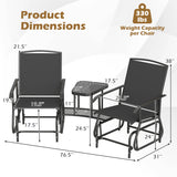 2-Seater Outdoor Glider Bench with 2-Tier Center Table