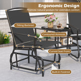 2-Seater Outdoor Glider Bench with 2-Tier Center Table