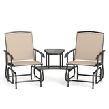 2-Seater Outdoor Glider Bench with 2-Tier Center Table