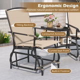 2-Seater Outdoor Glider Bench with 2-Tier Center Table