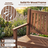 2-Seater Outdoor Wooden Bench with Backrest and Armrests