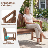 2-Seater Outdoor Wooden Bench with Backrest and Armrests