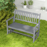 2 Seats Outdoor Glider Bench with Armrests and Slatted Seat