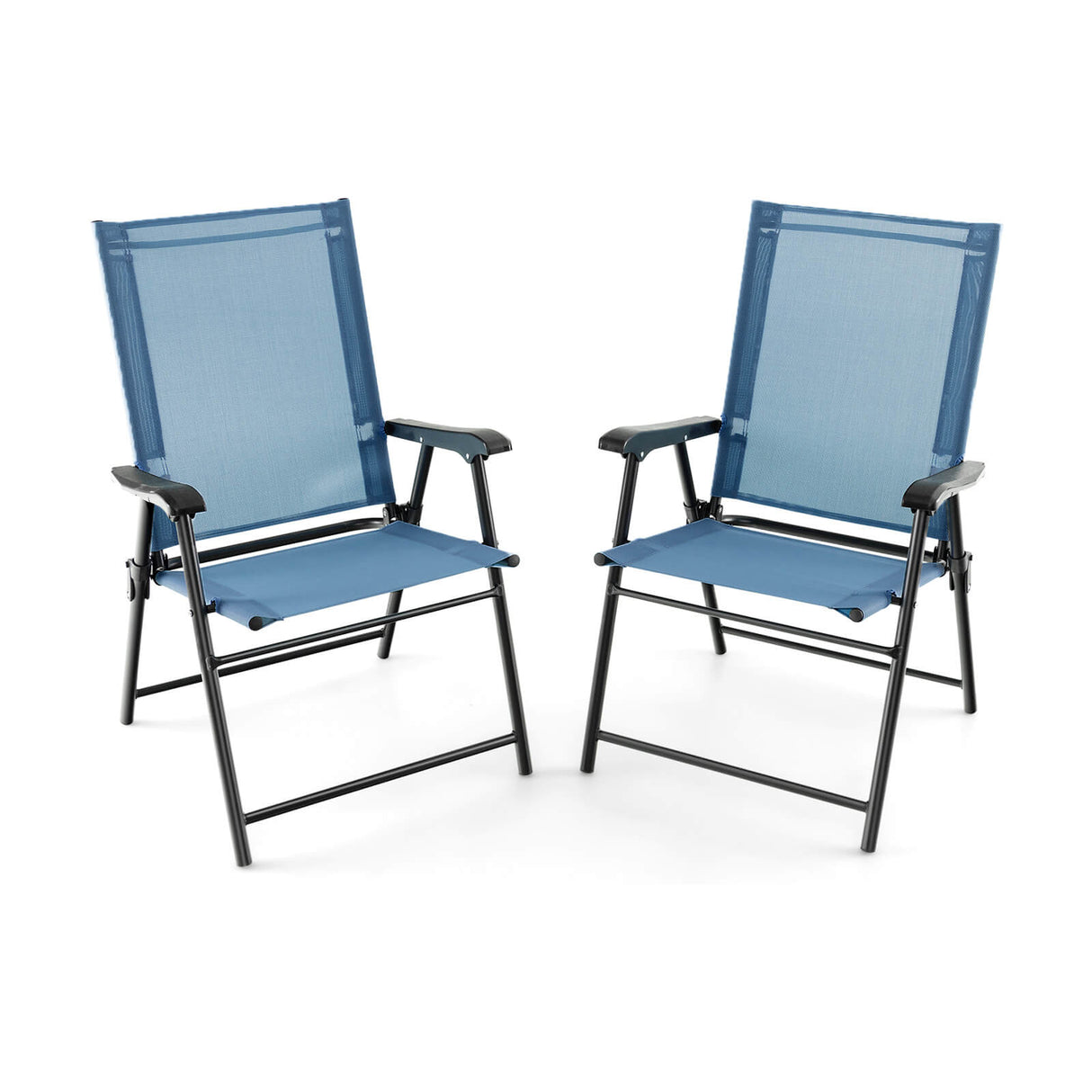 2 Set of Patio Dining Chair with Armrests and Metal Frame