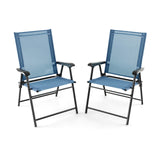 2 Set of Patio Dining Chair with Armrests and Metal Frame