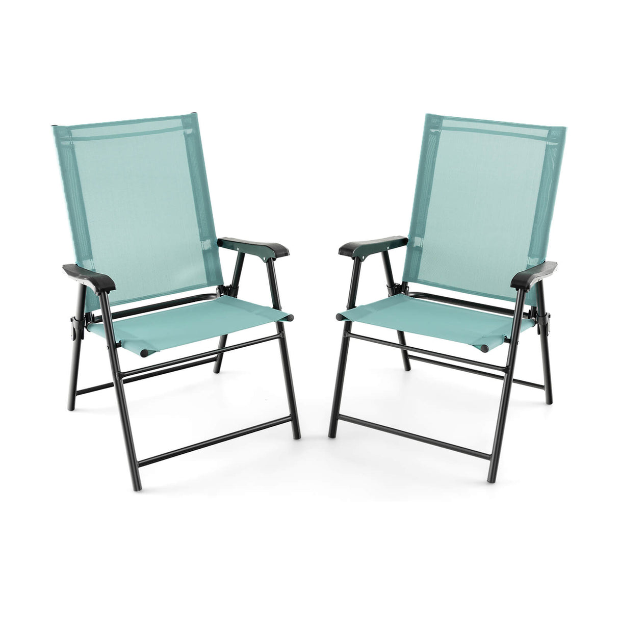 2 Set of Patio Dining Chair with Armrests and Metal Frame