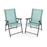 2 Set of Patio Dining Chair with Armrests and Metal Frame