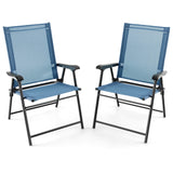 2 Set of Patio Dining Chair with Armrests and Metal Frame