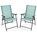 2 Set of Patio Dining Chair with Armrests and Metal Frame