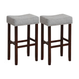 29 Inch Set of 2 Height Upholstered Bar Stool with Solid Rubber Wood Legs and Footrest