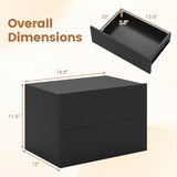 2 Storage Drawers Wall Mounted Floating Nightstand for Bedroom