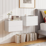 2 Storage Drawers Wall Mounted Floating Nightstand for Bedroom