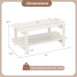 2-Tier Coffee Table Slatted Wood Center Table with Storage Shelf