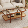 2-Tier Coffee Table with Storage and Tempered Glass Tabletop
