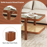 2-Tier Coffee Table with Storage and Tempered Glass Tabletop