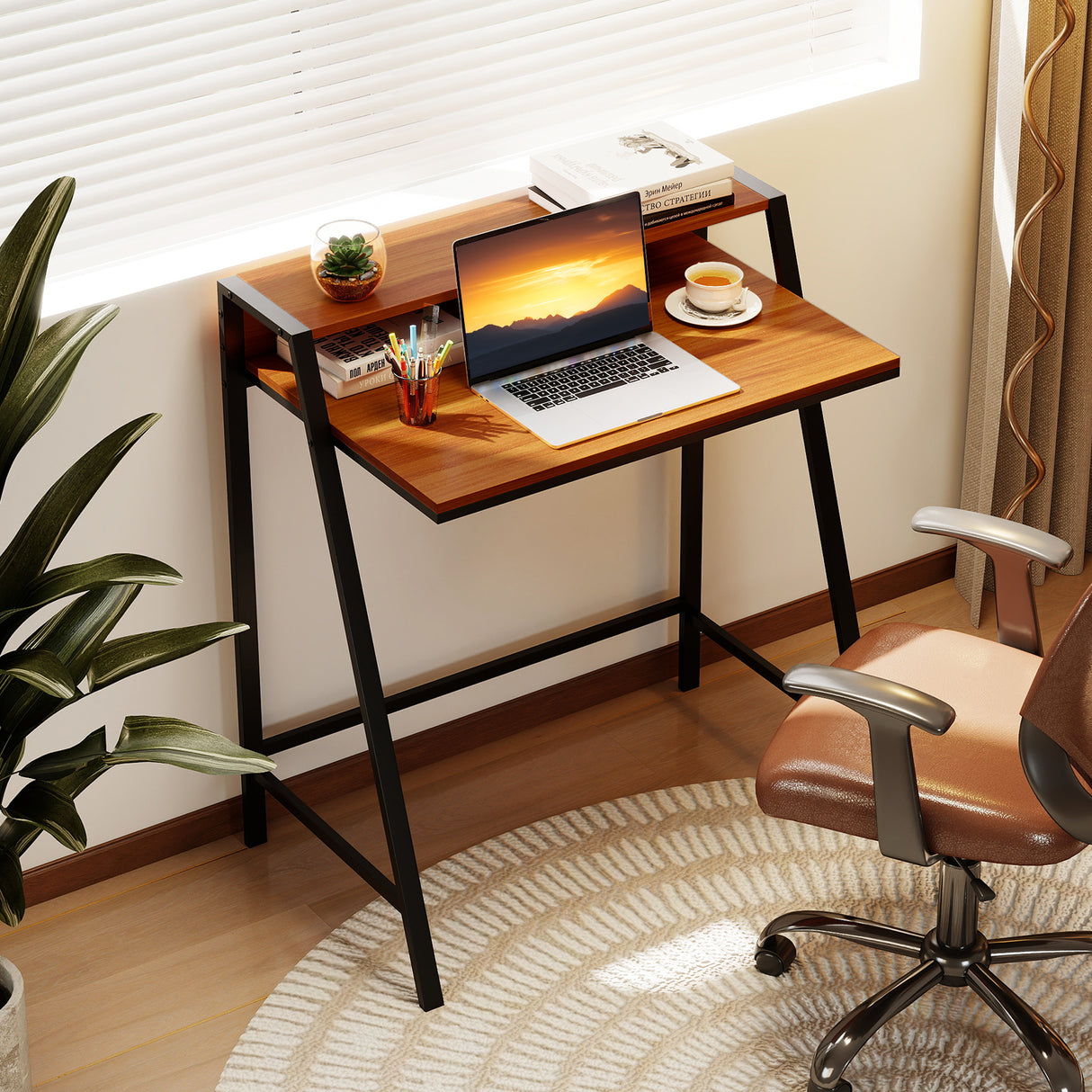 2 Tier Computer Desk PC Laptop Table Study Writing Home Office Workstation New