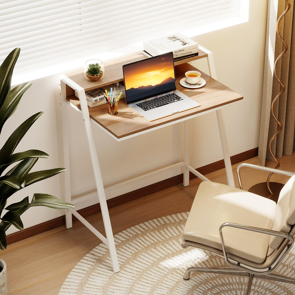 2 Tier Computer Desk PC Laptop Table Study Writing Home Office Workstation New