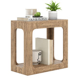 2-Tier End Table with Storage Shelf for Living Room-Oak