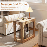 2-Tier End Table with Storage Shelf for Living Room-Oak