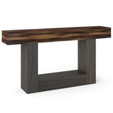2-Tier Farmhouse Console Table 63" Long with Storage Shelf-Rustic Brown