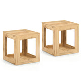 2-Tier Farmhouse End Table with Storage Shelf-Set of 2