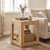2-Tier Farmhouse End Table with Storage Shelf-Set of 2