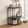 2-Tier Half Moon Console Table with Power Outlets and Storage Shel for Hallway
