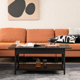 2-Tier Industrial Rectangular Coffee Table with Storage Shelf