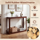 2-Tier Mid Century Wood Console Table with Storage Shelf-Brown