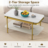 2-Tier Modern Rectangular Coffee Table with Sintered Stone Top