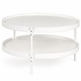 2-Tier Plastic Coffee Round Coffee Table for Living Room