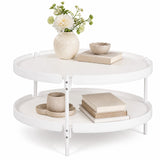 2-Tier Plastic Coffee Round Coffee Table for Living Room