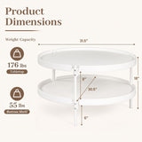 2-Tier Plastic Coffee Round Coffee Table for Living Room