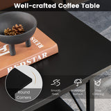 2-Tier Rectangle Coffee Table with Storage Shelf and X-shaped Metal Frame-Black