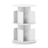 2-Tier Rotating Bookshelf with Dividers and Anti-falling Baffles