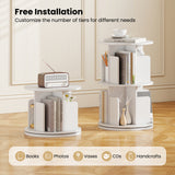 2-Tier Rotating Bookshelf with Dividers and Anti-falling Baffles