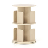 2-Tier Rotating Bookshelf with Dividers and Anti-falling Baffles