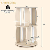 2-Tier Rotating Bookshelf Tower with Display Stands and Side Rails-Oak