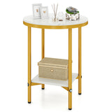 2-Tier Round Coffee Table with Storage Shelf