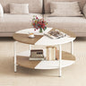 2-Tier Round Coffee Table Metal Frame with Storage Shelf
