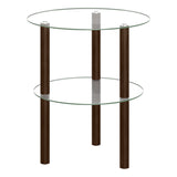 2-Tier Round End Table with Clear Tempered Glass Top and Shelf