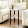 2-Tier Round End Table with Clear Tempered Glass Top and Shelf