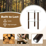 2-Tier Round End Table with Clear Tempered Glass Top and Shelf